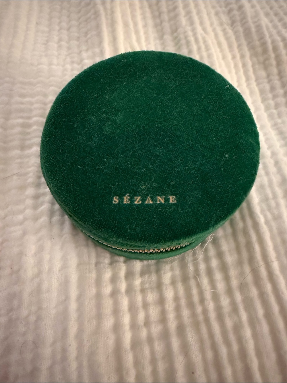 Sezane green velvet jewelry case